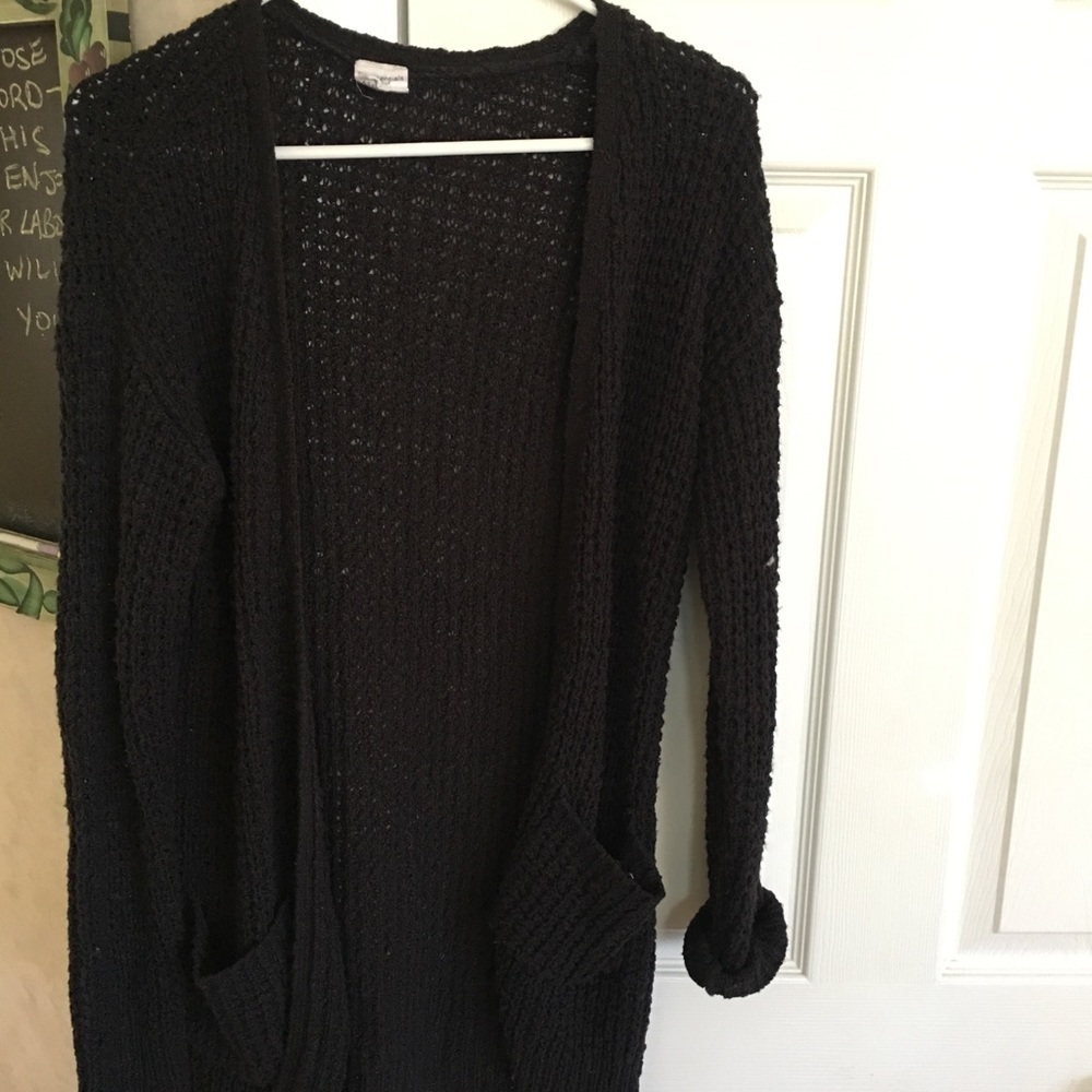 Black loose weave cardigan